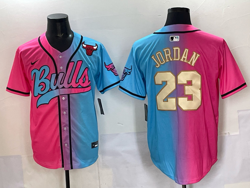 Men Chicago Bulls Nike 23 Jordan Blue pink NBA 2025 Jersey style 005